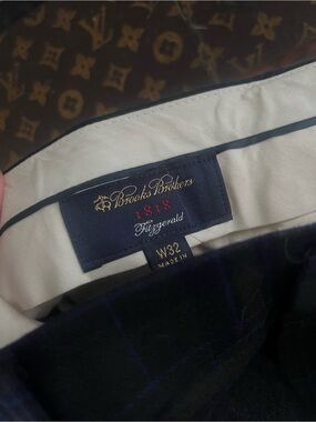 Brooks Brothers Fitzgerald Men’s Dark Navy Windowpane Wool Pants